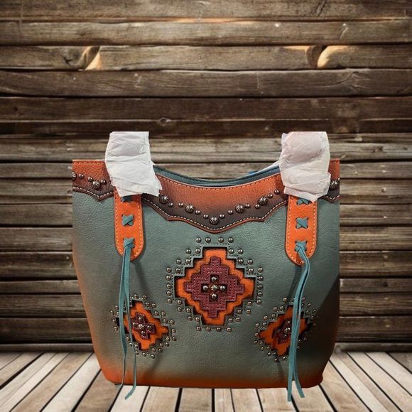 Montana West Cut-out Aztec Collection Concealed Carry Tote with Matching Wallet - Picture 2 of 8